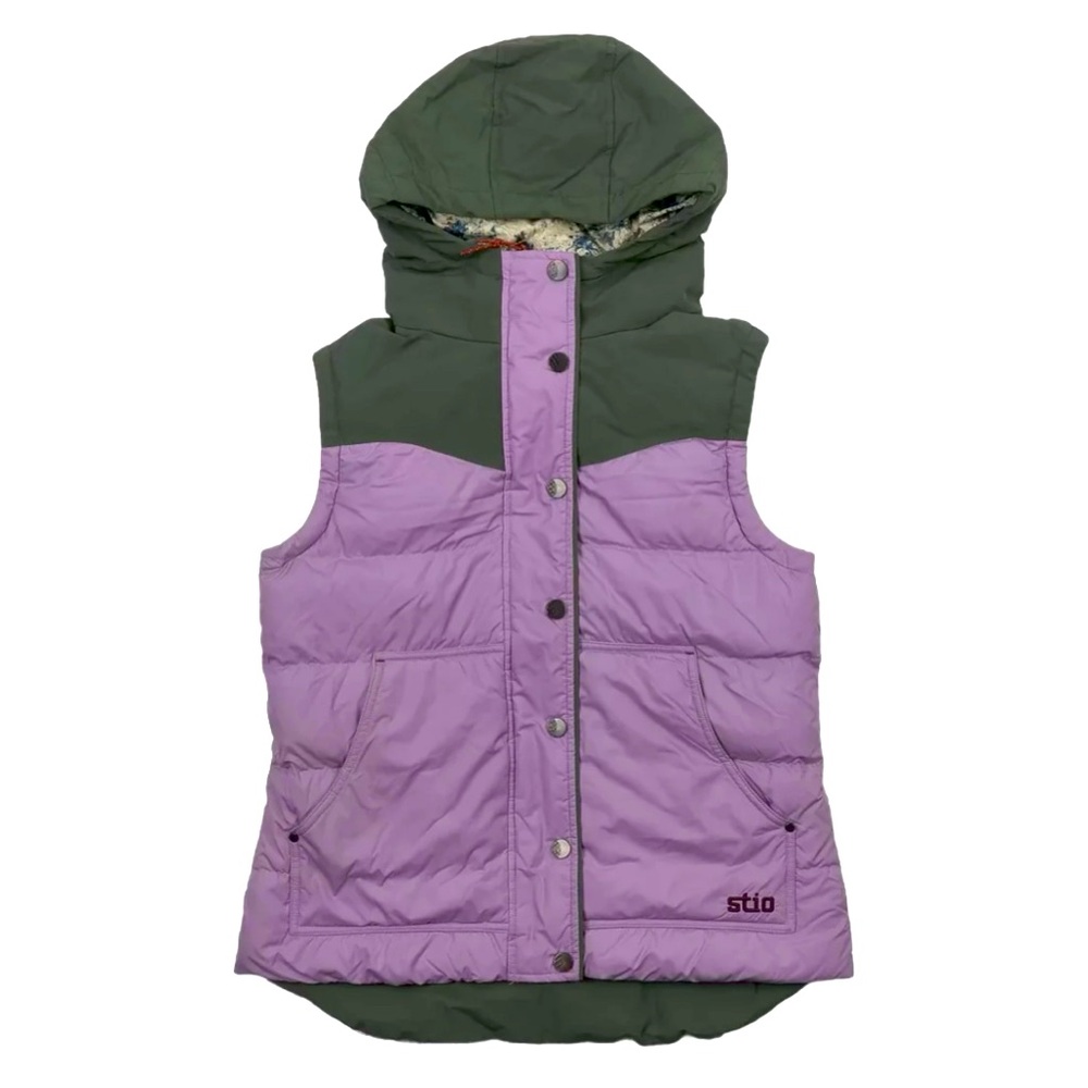 STIO WOODSON DOWN VEST - WOMEN'S size M in Purple/Green